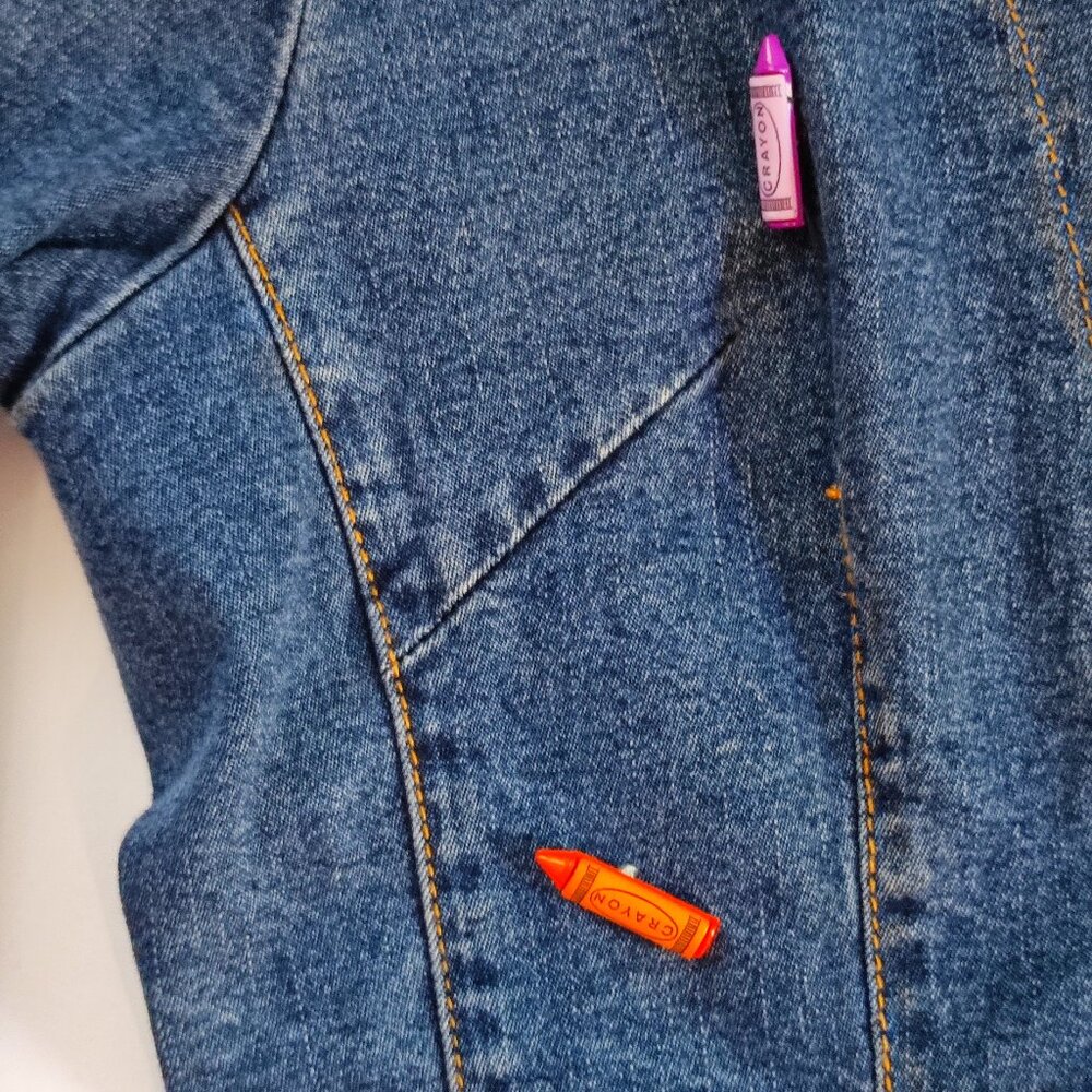 Industry Supply Co. jean jacket handmade decorated blue women's size L/31 - Picture 11 of 13